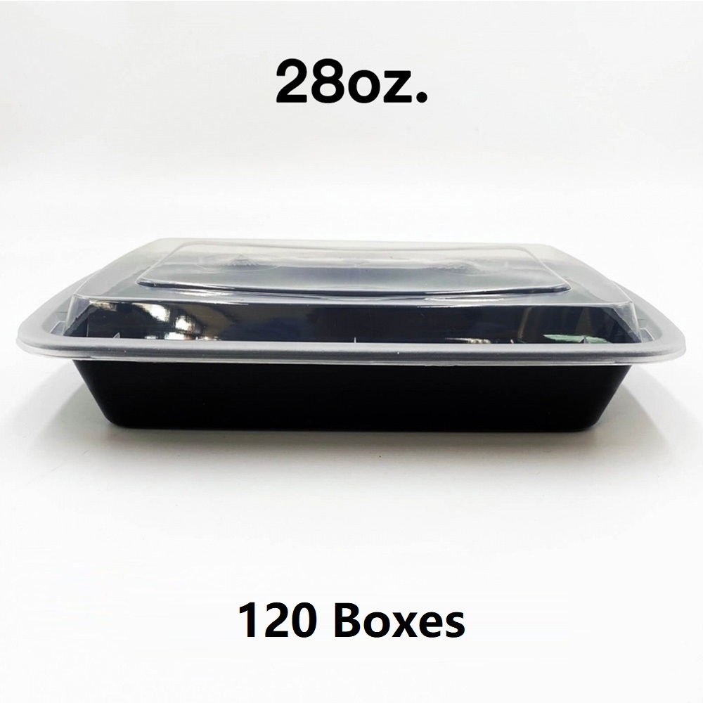 28oz Black Microwavable Food Storage Rectangular Container with