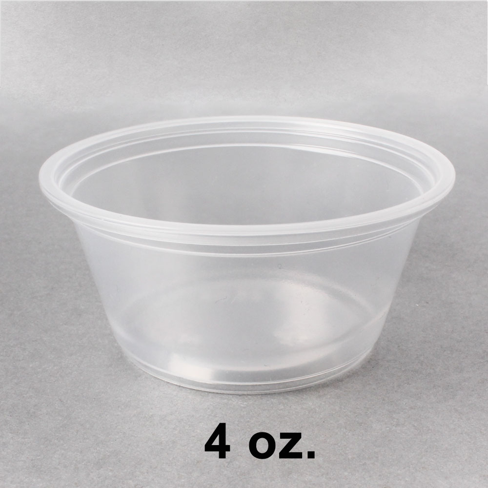 4 oz Plastic Clear Disposable Portion Cups with Lids for Sauce Cup