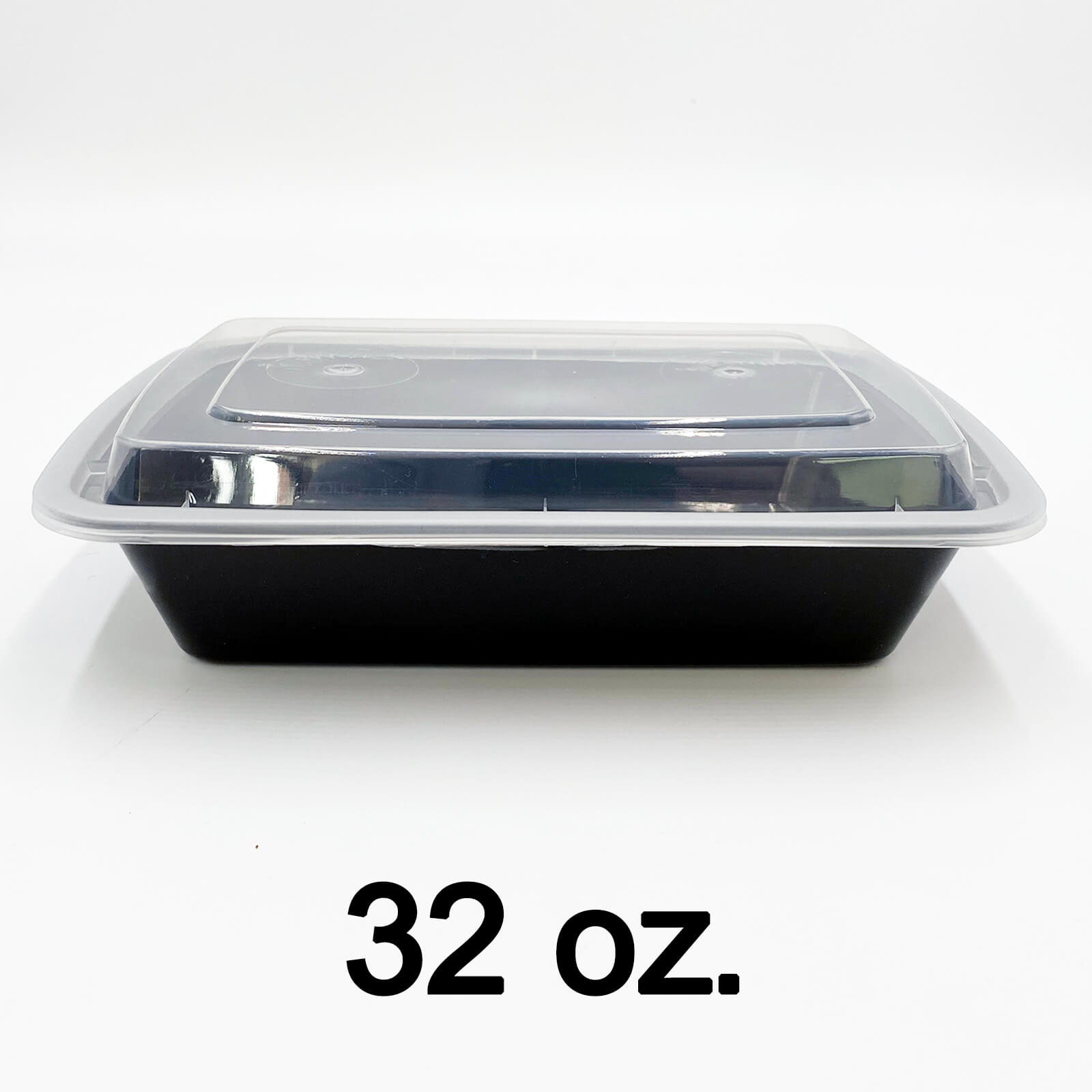 Choice 32 oz. Black 9 3/4 x 7 1/4 x 2 3-Compartment Rectangular