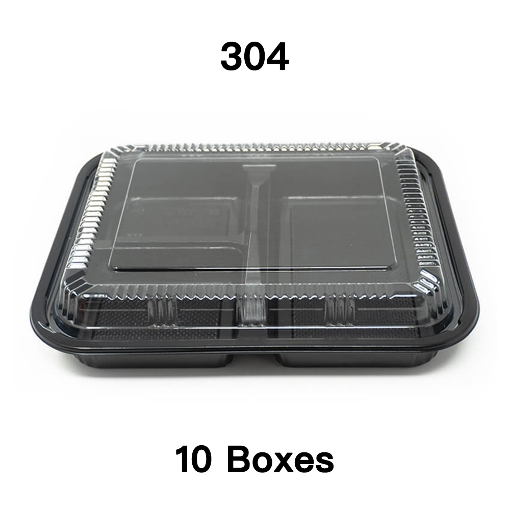 Black Bento Box 3 Compartment with Lid