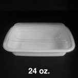 24 oz. 长方形白色塑料餐盒套装 - 150套/箱