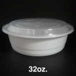 32 oz. Round White Plastic Deli Container Set - 150/Case