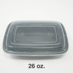 FH 26 oz. Rectangular Black Plastic Container Set - 150/Case