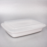 28 oz. Rectangular Heavy Duty White Plastic Food Container Set - 150/Case