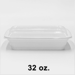 RT 长方形白色塑料餐盒套装 32 oz. (878) - 150套/箱