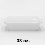 38 oz. 长方形白色塑料餐盒套装 (888) - 150套/箱