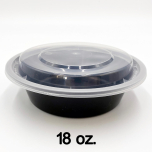 SW 18 oz. 圆形黑色塑料餐盒套装 (618/018) - 150套/箱
