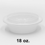 18 oz. 6“ Round White Plastic Container Set (018) - 150/Case