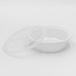 18 oz. 圆形白色塑料餐盒套装 (018) - 150套/箱