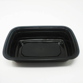 24 oz. Rectangular Black Plastic Deli Container Set - 150/Case