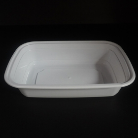 38 oz. Rectangular White Plastic Deli Container Set - 150/Case