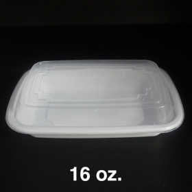 16 oz. 长方形白色塑料餐盒套装 - 150套/箱