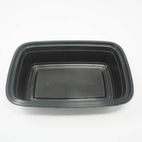 28 oz. 长方形加厚黑色塑料餐盒套装 - 150套/箱