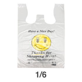 Smile Face White Plastic T-Shirt Bag 1/6 - 800/Case