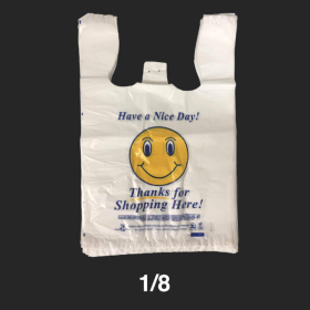 Smile Face White Plastic T-Shirt Bag 1/8 - 800/Case