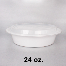 24 oz. Classic Round White Plastic Container Set - 150/Case