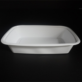 24 oz. Rectangular Premium White Plastic Container Set (7038) - 150/Case