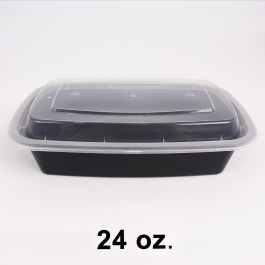SR 12 oz.Rectangular Black Plastic Container Set (818) - 150/Case